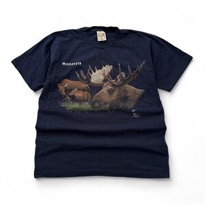 Vintage Minnesota Moose Graphic Tee - Navy L